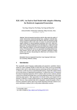 E2E-AFG: An End-to-End Model with Adaptive Filtering for Retrieval-Augmented Generation