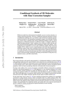Conditional Synthesis of 3D Molecules with Time Correction Sampler