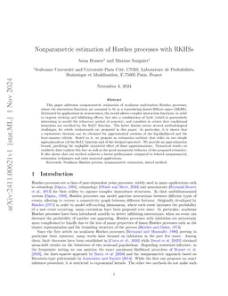 Nonparametric estimation of Hawkes processes with RKHSs