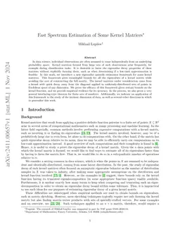 Fast Spectrum Estimation of Some Kernel Matrices