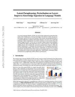 Latent Paraphrasing: Perturbation on Layers Improves Knowledge Injection
  in Language Models