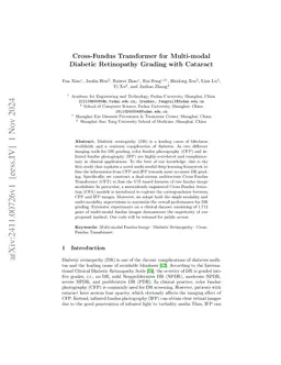 Cross-Fundus Transformer for Multi-modal Diabetic Retinopathy Grading
  with Cataract