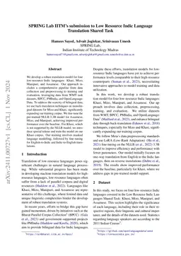 SPRING Lab IITM's submission to Low Resource Indic Language Translation
  Shared Task