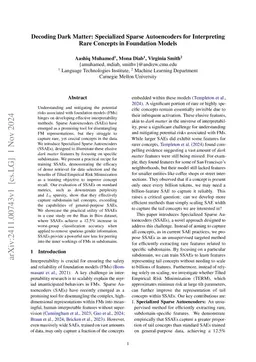 Decoding Dark Matter: Specialized Sparse Autoencoders for Interpreting
  Rare Concepts in Foundation Models