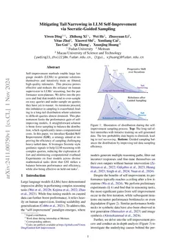 Mitigating Tail Narrowing in LLM Self-Improvement via Socratic-Guided Sampling
