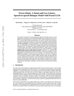 Freeze-Omni: A Smart and Low Latency Speech-to-speech Dialogue Model
  with Frozen LLM
