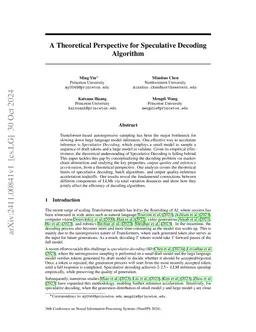 A Theoretical Perspective for Speculative Decoding Algorithm