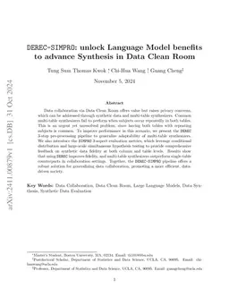 DEREC-SIMPRO: unlock Language Model benefits to advance Synthesis in
  Data Clean Room