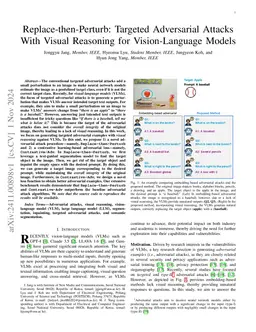Replace-then-Perturb: Targeted Adversarial Attacks With Visual Reasoning
  for Vision-Language Models