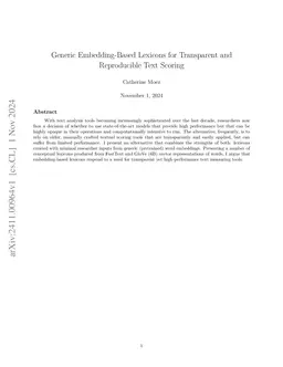 Generic Embedding-Based Lexicons for Transparent and Reproducible Text
  Scoring