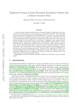 Magnitude Pruning of Large Pretrained Transformer Models with a Mixture
  Gaussian Prior