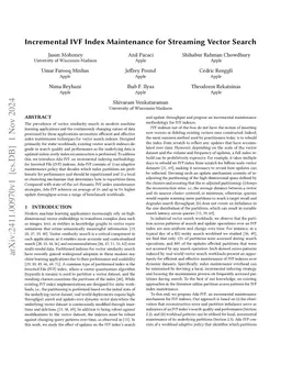 Incremental IVF Index Maintenance for Streaming Vector Search