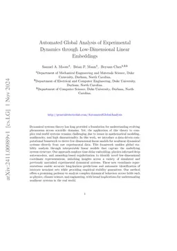 Automated Global Analysis of Experimental Dynamics through
  Low-Dimensional Linear Embeddings