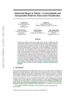 Abstracted Shapes as Tokens -- A Generalizable and Interpretable Model for Time-series Classification