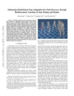 Enhancing Model-Based Step Adaptation for Push Recovery through
  Reinforcement Learning of Step Timing and Region