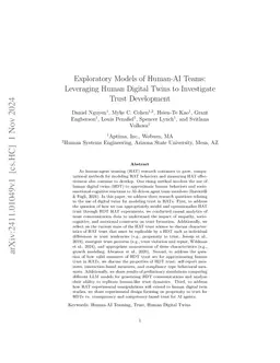 Exploratory Models of Human-AI Teams: Leveraging Human Digital Twins to
  Investigate Trust Development