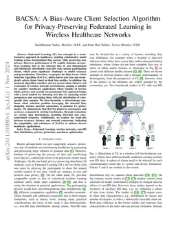 BACSA: A Bias-Aware Client Selection Algorithm for Privacy-Preserving
  Federated Learning in Wireless Healthcare Networks