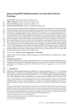 DNN Modularization via Activation-Driven Training