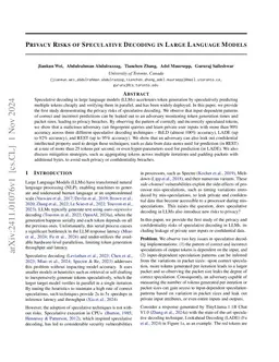 When Speculation Spills Secrets: Side Channels via Speculative Decoding In LLMs