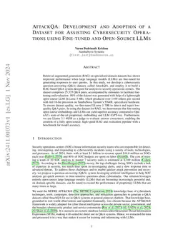 AttackQA: Development and Adoption of a Dataset for Assisting
  Cybersecurity Operations using Fine-tuned and Open-Source LLMs