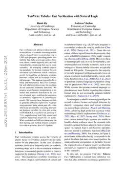 TabVer: Tabular Fact Verification with Natural Logic