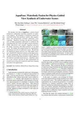 AquaFuse: Waterbody Fusion for Physics Guided View Synthesis of Underwater Scenes