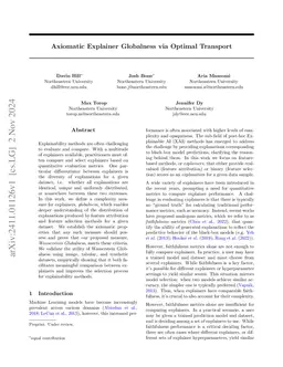 Axiomatic Explainer Globalness via Optimal Transport