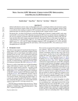 NEO: Saving GPU Memory Crisis with CPU Offloading for Online LLM
  Inference