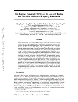 Pin-Tuning: Parameter-Efficient In-Context Tuning for Few-Shot Molecular
  Property Prediction