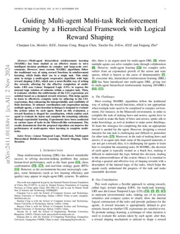 Guiding Multi-agent Multi-task Reinforcement Learning by a Hierarchical
  Framework with Logical Reward Shaping