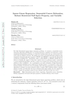 Sparse Linear Regression: Sequential Convex Relaxation, Robust
  Restricted Null Space Property, and Variable Selection