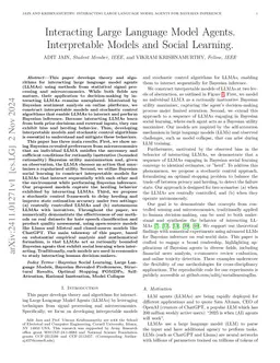 Interacting Large Language Model Agents. Interpretable Models and Social Learning