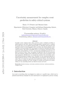 Uncertainty measurement for complex event prediction in safety-critical
  systems