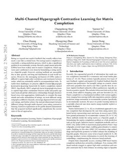 Multi-Channel Hypergraph Contrastive Learning for Matrix Completion