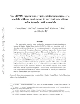 On MCMC mixing under unidentified nonparametric models with an
  application to survival predictions under transformation models