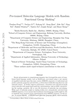 Pre-trained Molecular Language Models with Random Functional Group
  Masking