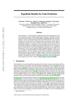 PageRank Bandits for Link Prediction
