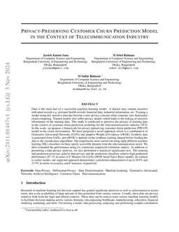 Privacy-Preserving Customer Churn Prediction Model in the Context of
  Telecommunication Industry