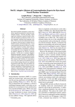 MoCE: Adaptive Mixture of Contextualization Experts for Byte-based Neural Machine Translation
