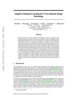 Adaptive Domain Learning for Cross-domain Image Denoising