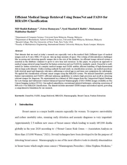Efficient Medical Image Retrieval Using DenseNet and FAISS for BIRADS
  Classification