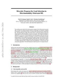 Diversity Progress for Goal Selection in Discriminability-Motivated RL