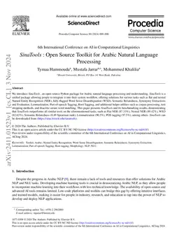 SinaTools: Open Source Toolkit for Arabic Natural Language Processing