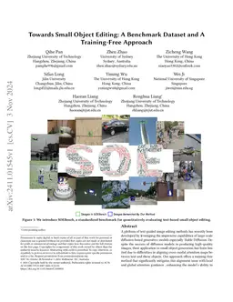 Towards Small Object Editing: A Benchmark Dataset and A Training-Free
  Approach