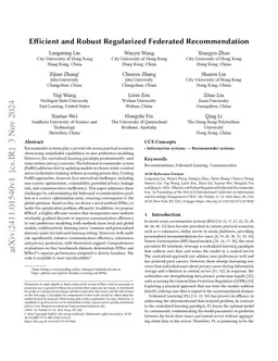 Efficient and Robust Regularized Federated Recommendation