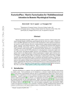 FactorizePhys: Matrix Factorization for Multidimensional Attention in
  Remote Physiological Sensing