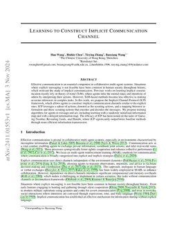 Learning to Communicate Through Implicit Communication Channels