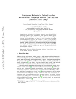 Addressing Failures in Robotics using Vision-Based Language Models
  (VLMs) and Behavior Trees (BT)