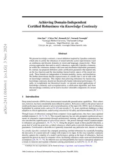 Achieving Domain-Independent Certified Robustness via Knowledge
  Continuity