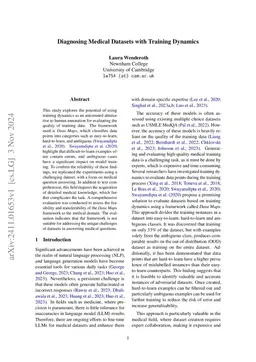 Diagnosing Medical Datasets with Training Dynamics